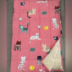 Pink Cat Print 5Ib weighted Blanket 36x48